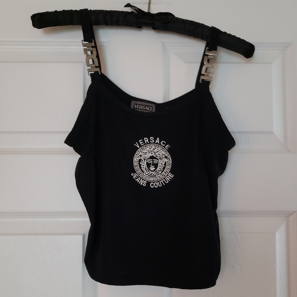 Versace thin strap with silver metal ornamet tank